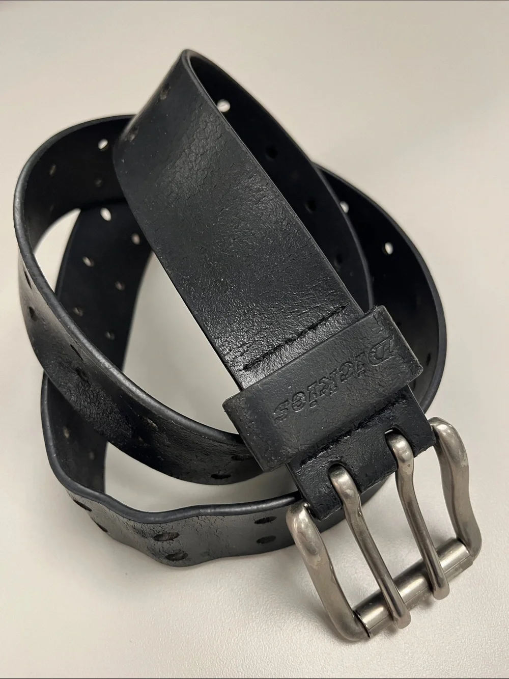 Dickies Black Double Prong Leather Work Belt size small 30-32